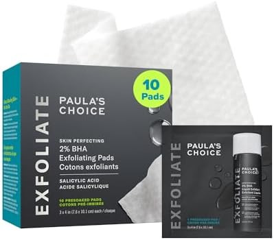 Paula's Choice SKIN PERFECTING 2% BHA Salicylic Acid Exfoliating Pads  Facial Exfoliant Pads for Blackheads Enlarged Pores Wrinkles and Fine Lines