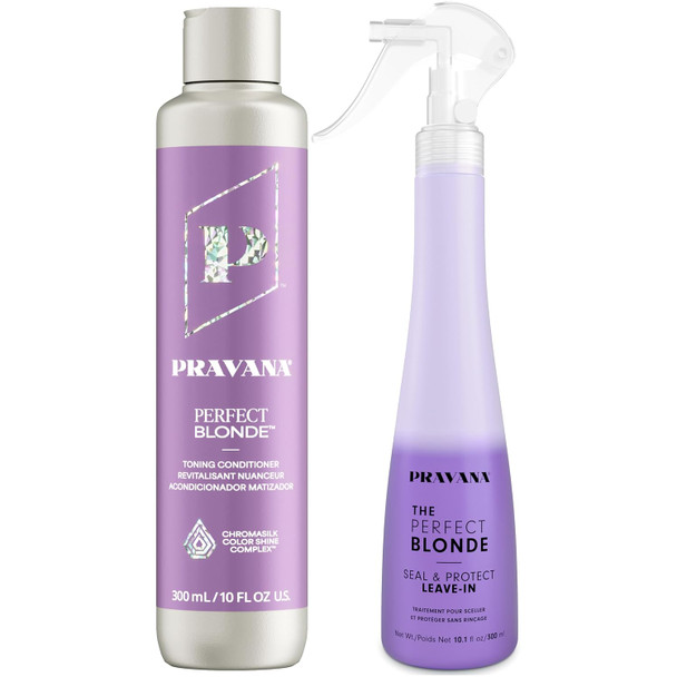 PRAVANA The Perfect Blonde Purple Toning Conditioner Neutralizes Brassy, Yellow Tones For Color Treated Hair  Chromasilk Enhances Shine and  Protection Vegan, Cruelty-Free | Paraben andSulfate Free