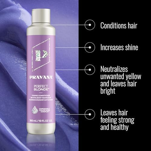 PRAVANA The Perfect Blonde Purple Toning Conditioner Neutralizes Brassy, Yellow Tones For Color Treated Hair  Chromasilk Enhances Shine and  Protection Vegan, Cruelty-Free | Paraben andSulfate Free