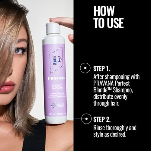 PRAVANA The Perfect Blonde Purple Toning Conditioner Neutralizes Brassy, Yellow Tones For Color Treated Hair  Chromasilk Enhances Shine and  Protection Vegan, Cruelty-Free | Paraben andSulfate Free