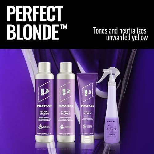 PRAVANA The Perfect Blonde Purple Toning Conditioner Neutralizes Brassy, Yellow Tones For Color Treated Hair  Chromasilk Enhances Shine and  Protection Vegan, Cruelty-Free | Paraben andSulfate Free