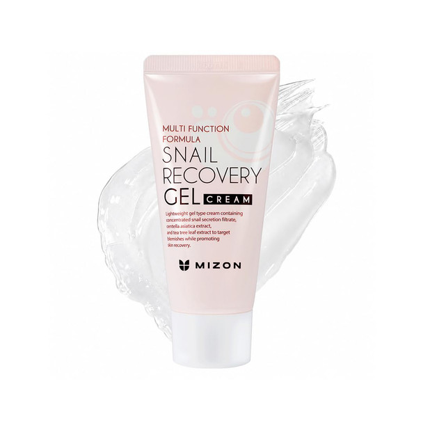 MIZON Set of Two Snail Recovery Gel Cream Snail Mucin with Peptides and Niacinamide for Fine Lines Skin Elasticity Moisture Fragrance-Free Korean Skincare