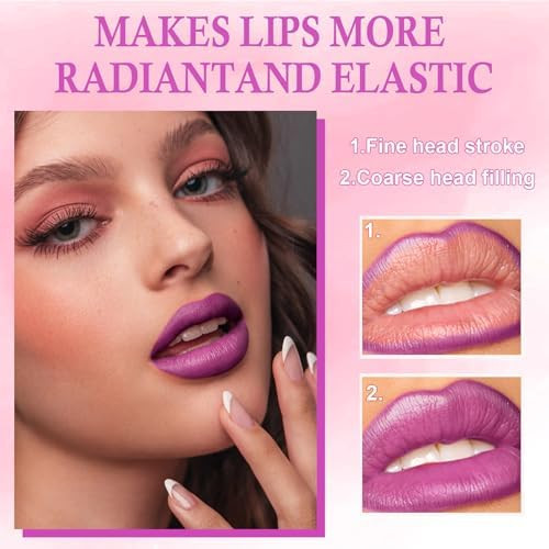Noerrors 2in1 Dual Side Tip Lip Stain Marker Long Lasting Non Drying for Fuller Lips Plum Smooth Application