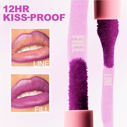Noerrors 2in1 Dual Side Tip Lip Stain Marker Long Lasting Non Drying for Fuller Lips Plum Smooth Application