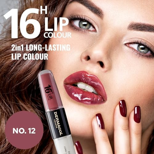 Dermacol 16-Hour Lip Color, Two-Phase Kissproof Lip Stain & Gloss