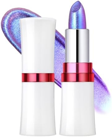 Noerrors Chameleon Purple Blue Glitter Lipstick Holographic Color Shift Waterproof Long Wear Shimmer