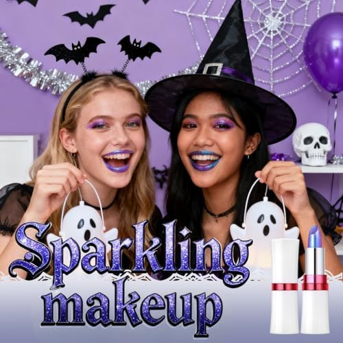 Noerrors Chameleon Purple Blue Glitter Lipstick Holographic Color Shift Waterproof Long Wear Shimmer