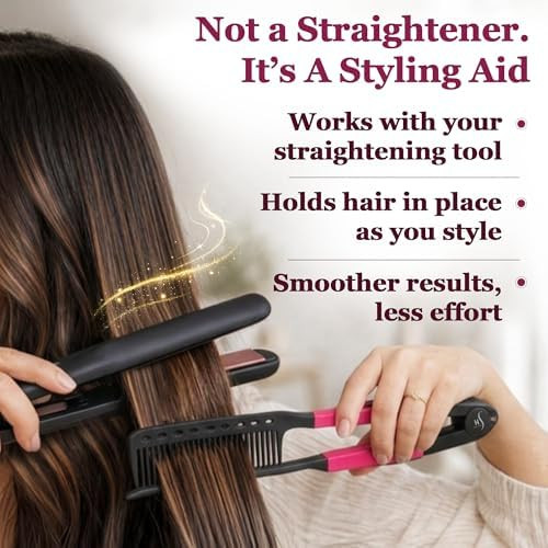 HerStyler Hair Straightening Comb for Flat Iron - Easy Styling & Parting