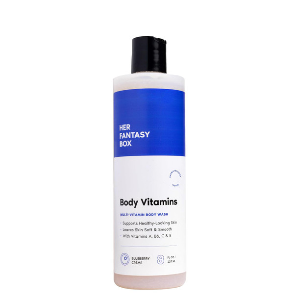 Her Fantasy Box  Body Vitamins Moisturizing Body Wash – Multi-Vitamin Cleanser with Vitamins A, B6, C & E, Hydrating & pH Balanced, Vegan & Cruelty Free - 8 oz