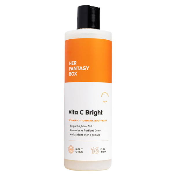 Her Fantasy Box Body Vitamins Moisturizing Body Wash – Multi-Vitamin Cleanser with Vitamins A, B6, C & E, Hydrating & pH Balanced, Vegan & Cruelty Free, 16 oz