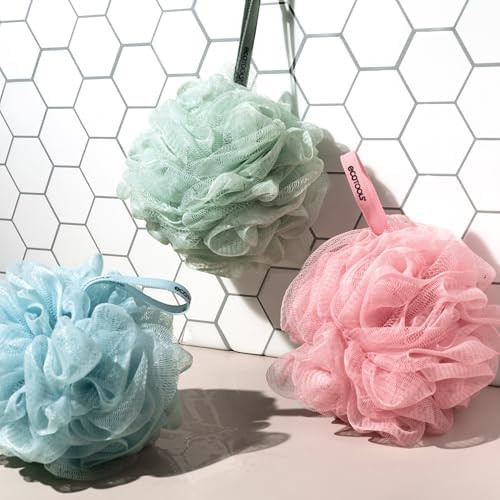 EcoTools Dry Body Brush   Delicate EcoPouf Exfoliating Loofah Set  Pre Shower Body Brush for Circulation and Cellulite  Recycled Pouf for Sensitive Skin Vegan  Self Care Gifts for Women