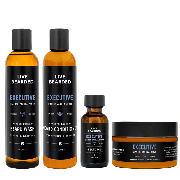 Live Bearded Complete Beard Grooming Kit - Wash, Conditioner, Butter, Oil