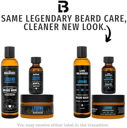 Live Bearded® 3-Step Beard Grooming Kit, Legend, Sandalwood