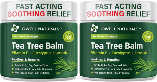 Owell Naturals Tea Tree Antifungal Balm – Extra Strength for Athlete’s Foot Jock Itch Ringworm and Skin Fungus  Soothing for Itchy Dry Cracked Skin Feet and Body