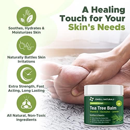 Owell Naturals Tea Tree Antifungal Balm – Extra Strength for Athlete’s Foot Jock Itch Ringworm and Skin Fungus  Soothing for Itchy Dry Cracked Skin Feet and Body