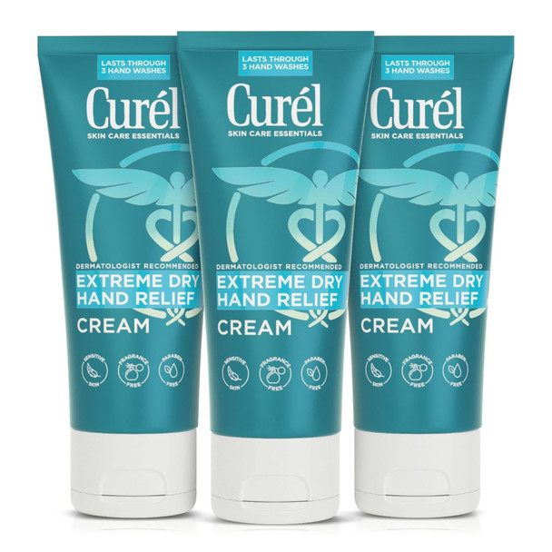 Curel Extreme Dry Hand Relief  Dermatologist Recommended Long-Lasting Cream For Dry Hands Paraben Free, Fragrance-Free Hand Lotion Extreme Relief Hand Lotion Long-Lasting Moisturizer Skin Care Essential Fragrance-Free, Travel Size