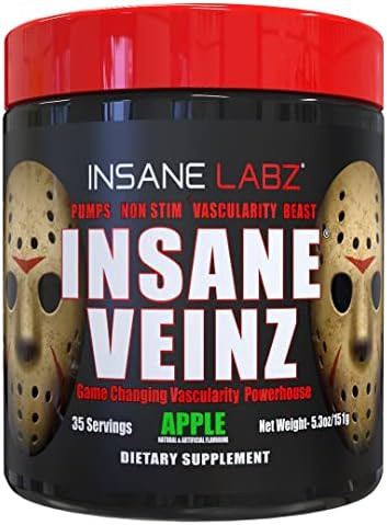 Insane Labz Insane Veinz Non Stimulant NO Enhancing Powder, Nitric Oxide Booster, Loaded with Agmatine Sulfate and Betaine Anhydrous, Increase Vascularity