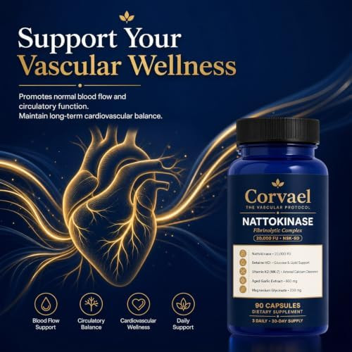 Corvael Nattokinase 20000 Fu, Nattokinase Fibrinolytic Complex, 90 Capsules (2Pcs)