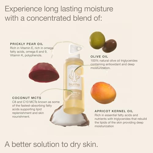 HUME SUPERNATURAL Dry Body Oil Spray  Moisturizing Oil for Dry Skin After Shower Body Oils for Women and Men Nourishing Hydration Glow