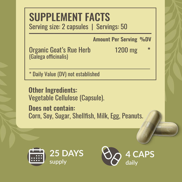 HERBAMAMA Goat's Rue Capsules  Lactation and Postpartum Supplement 1200 mg Galega Officinalis per Serving  Breastfeeding Support  Non GMO  Vegan Pure Formula  25 Day Supply