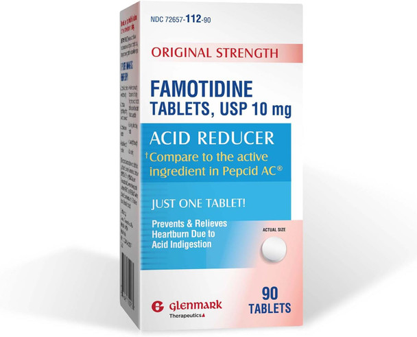 Glenmark Therapeutics Original Strength Famotidine Tablets Acid Reducer for Heartburn Relief