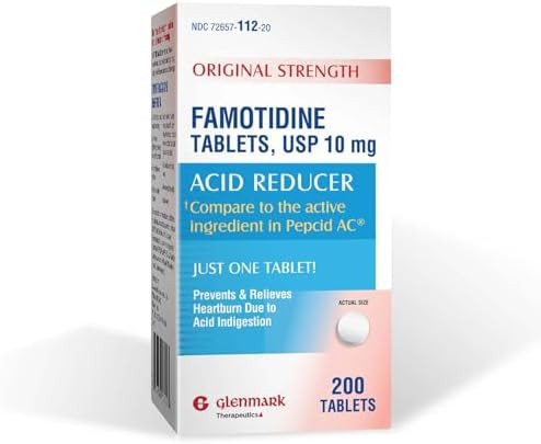 Glenmark Therapeutics Original Strength Famotidine Tablets Acid Reducer for Heartburn Relief