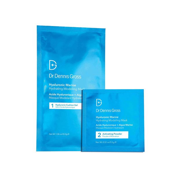 Dr. Dennis Gross Hyaluronic Marine Hydrating Modeling Mask: for Dehydrated Skin, Dull Complexion, and Fine Lines & Wrinkles, (4 Treatments)
