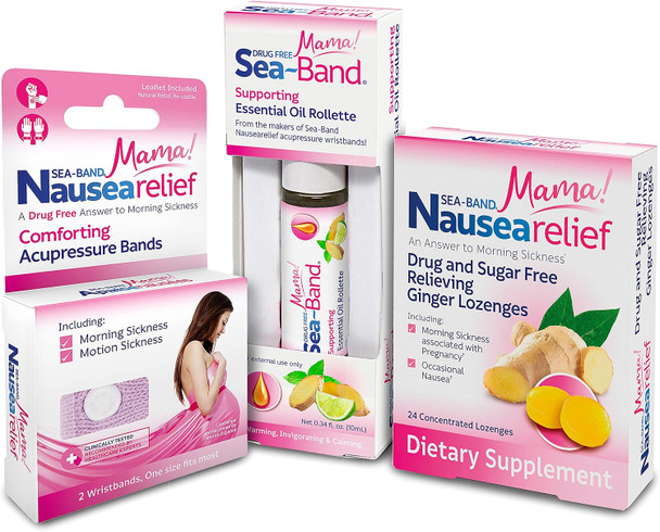 Sea-Band Mama Anti-Nausea Acupressure Wristband for Morning Sickness, Colors May Vary, Pack of 2