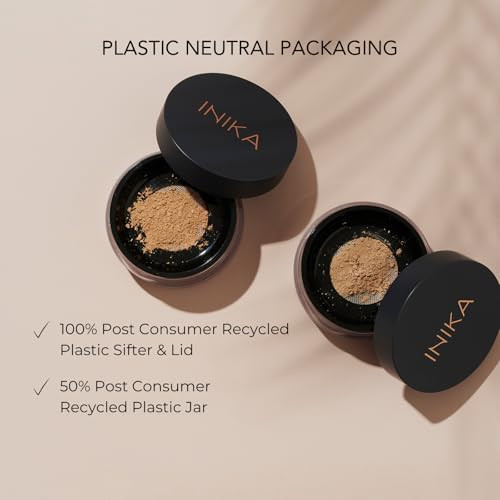 INIKA Organic Mineral Powder Foundation with SPF 25 - Vegan Makeup, Natural Looking, Buildable Coverage, Flawless Radiance and Glow Blemish Coverage Cruelty Free  Sustainable Packaging