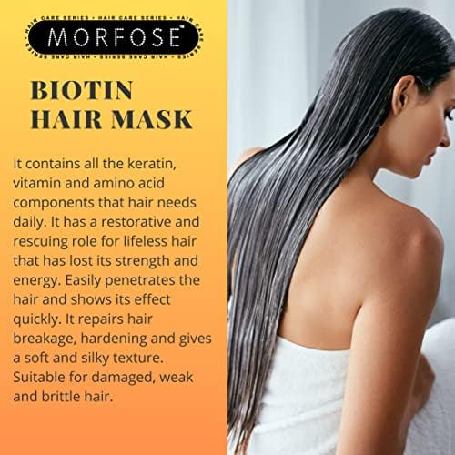 Morfose Professional Biotin Hair Mask for Dry, Damaged, or Brittle Strands, Repairs and Protects, Soft, Smooth and Healthy Hair, reduces Brakage and Split-Ends