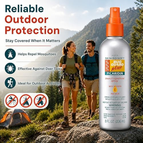 AVON Skin So Soft Bug Guard Plus Picaridin Insect Repellent Spray -  Long-Lasting DEET-Free Family Size Pump Spray with Vitamin E  Aloe — Non-Greasy Travel-Ready Bug Repellent for Families
