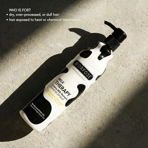 Morfose Professional Milk Therapy Creamy Hair Shampoo for Dry, Damaged, or Brittle Strands, Repairs and Protects, fuller, healthier, softer look, Eliminates Dryness, Damage, and Split Ends