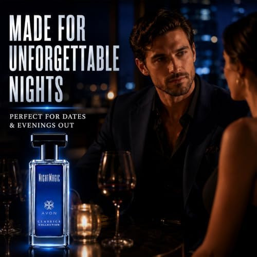 AVON Classics Night Magic Cologne for Men Woody Floral Men's Cologne with Neroli Jasmine and Musk  Long-Lasting and Non-Toxic Perfume for Men from Classics Collection