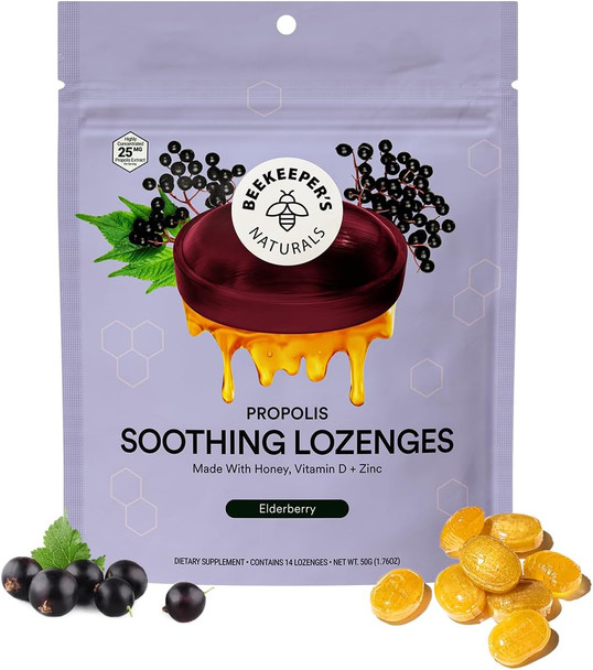Beekeeper's Naturals Throat Relief Menthol Cough Drops Propolis and Honey Cough  Throat Lozenges for Cough Soothing, Immune Support, Sore Throat Relief & Cooling