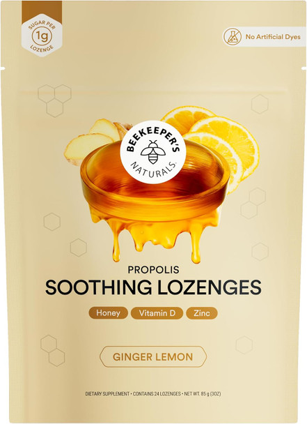 Beekeeper's Naturals Throat Relief Menthol Cough Drops Propolis and Honey Cough  Throat Lozenges for Cough Soothing, Immune Support, Sore Throat Relief & Cooling