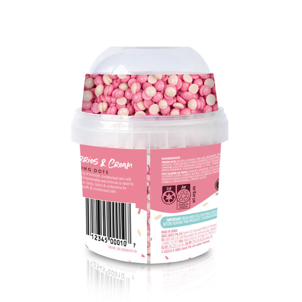 Nad's Waxing Dots - Strawberries & Cream Hard Wax Beads - Microwaveable No-Strip Formula For Women
