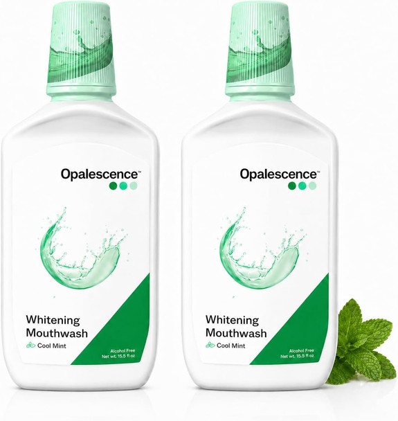 Opalescence Whitening Mouthwash - Hydrogen Peroxide Formula  Teeth Whitening and Fresh Breath Mouthwash for Adults – Alcohol-Free - Cool Mint Flavor  Made by Ultradent