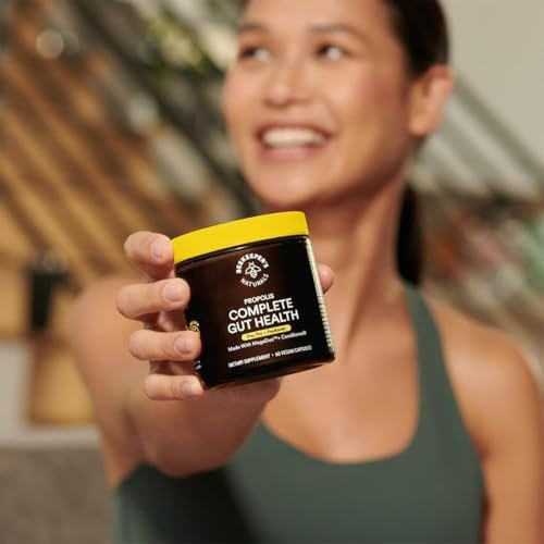 Beekeeper's Naturals Complete Gut Health, 3-in-1 Pre, Post, Probiotics 28ct | 3-in-1 Prebiotic, Postbiotic, Probiotics, For Women & Men, Propolis Powered, Gluten-Free Vegan Capsules