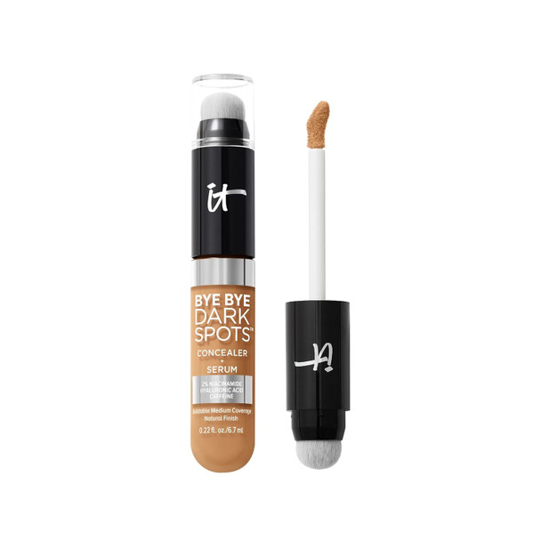 IT Cosmetics Bye Bye Dark Spots Face Concealer + Serum with 2% Niacinamide | Medium Coverage Brightening Concealer, Natural Finish, Fades Dark Spots + Improves Skin Texture, Hyaluronic Acid + Caffeine - 0.22 Fl Oz