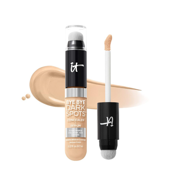 IT Cosmetics Bye Bye Dark Spots Face Concealer + Serum with 2% Niacinamide | Medium Coverage Brightening Concealer, Natural Finish, Fades Dark Spots + Improves Skin Texture, Hyaluronic Acid + Caffeine - 0.22 Fl Oz