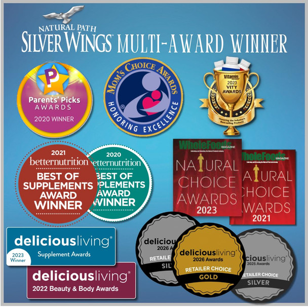 Natural Path Silver Wings Colloidal Silver 500ppm (2,500mcg) Immune Support Supplement 16 fl. oz.