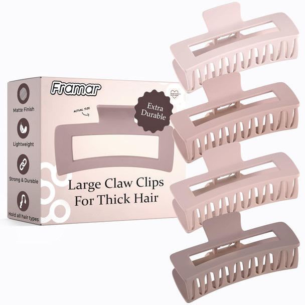 FRAMAR Extra Large Claw Clips For Thick Hair, Hair Claws Pack, Hairclips