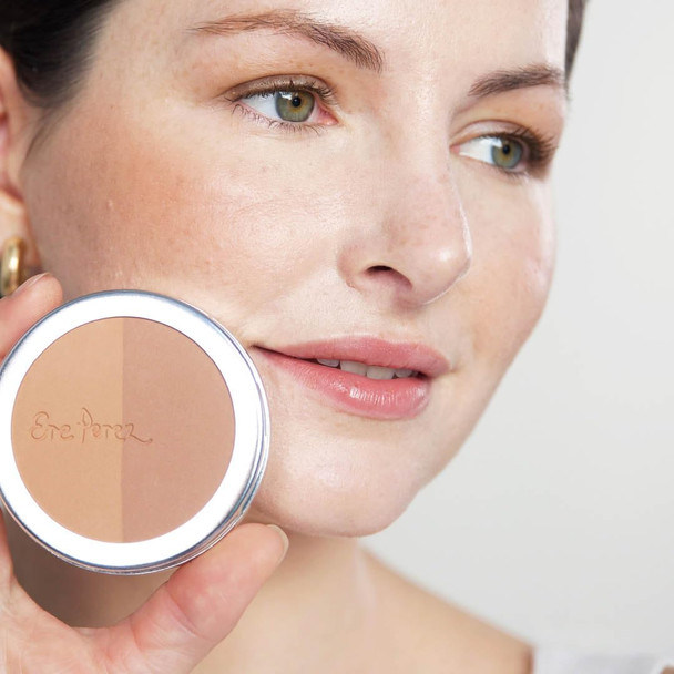 Ere Perez - Rice Powder Blush + Bronzer Duo (Roma) | Buildable, Breathable, Oil Absorbing, Medium Coverage | Vitamin E, Chamomile | Vegan, Cruelty-Free, Clean Beauty