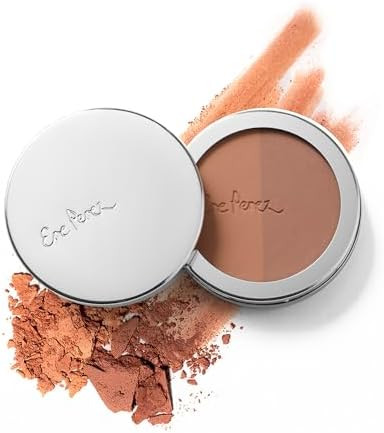 Ere Perez - Rice Powder Blush + Bronzer Duo (Roma) | Buildable, Breathable, Oil Absorbing, Medium Coverage | Vitamin E, Chamomile | Vegan, Cruelty-Free, Clean Beauty