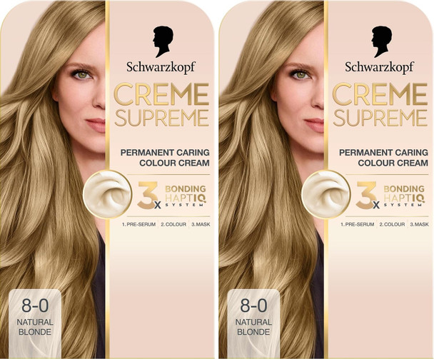 Schwarzkopf Creme Supreme 5-0 Natural Brown, Permanent Hair Dye, Caring Hair Dye Colouration with 3-Step Bonding System Against Damage