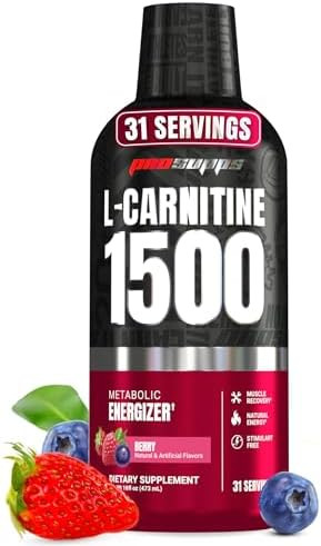 ProSupps L Carnitine Liquid 1500 Stimulant Free Liquid Shots Berry Clean Workout Drink for Energy Performance and Muscle Recovery No Sugar No Carbs 31 Servings