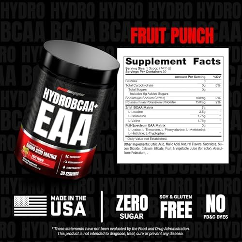 ProSupps HydroBCAA Essential Amino Acids Powder Workout Supplement with BCAA EAAs and Electrolytes for Hydration and Recovery Stimulant Free Soy and Gluten Free  30 Servings