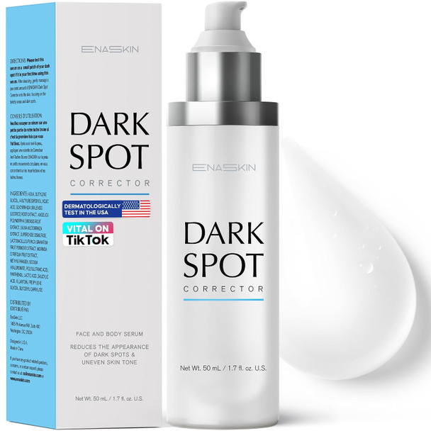 EnaSkin Dark Spot Corrector and  Remover Serum for Face and Body Niacinamide  A gentle acid free peptide formula helps fade stubborn discoloration and even out uneven skin tone over time