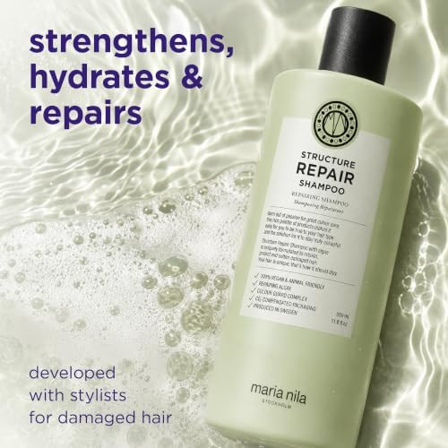 Maria Nila Structure Repair Strengthening and Nourishing Shampoo For Damaged & Chemically Treated Hair  Algae Extract Rebuilds Revitalizes and  Repairs Hair  100% Vegan and Sulfate/Paraben free