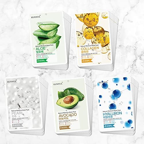 EUNYUL Natural Mask Sheet  Korean Face Sheet Masks for Daily Skin Care
